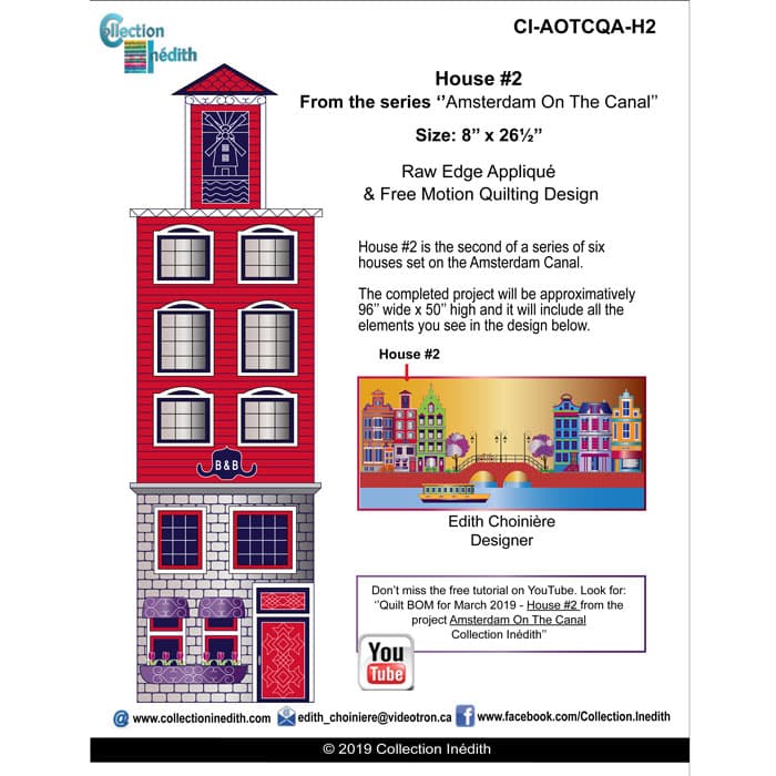 House #2 from the series "Amsterdam on the Canal" - Applique with FMQ - View 2