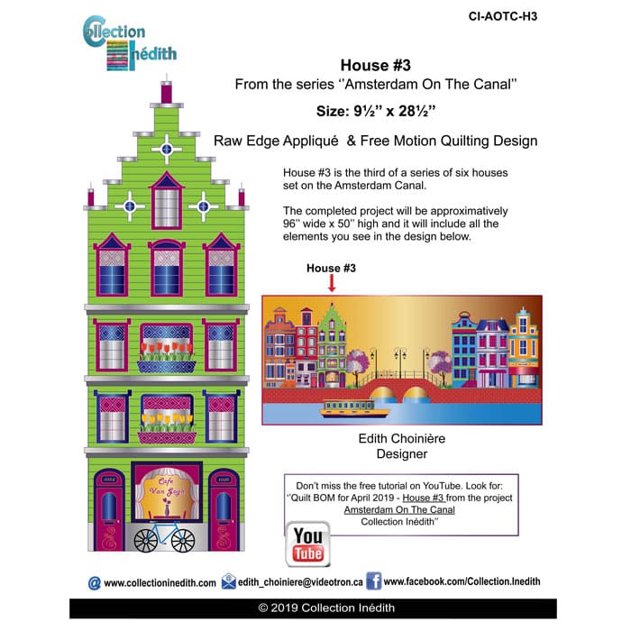 House #3 from the series "Amsterdam on the Canal" - Applique with FMQ - View 1