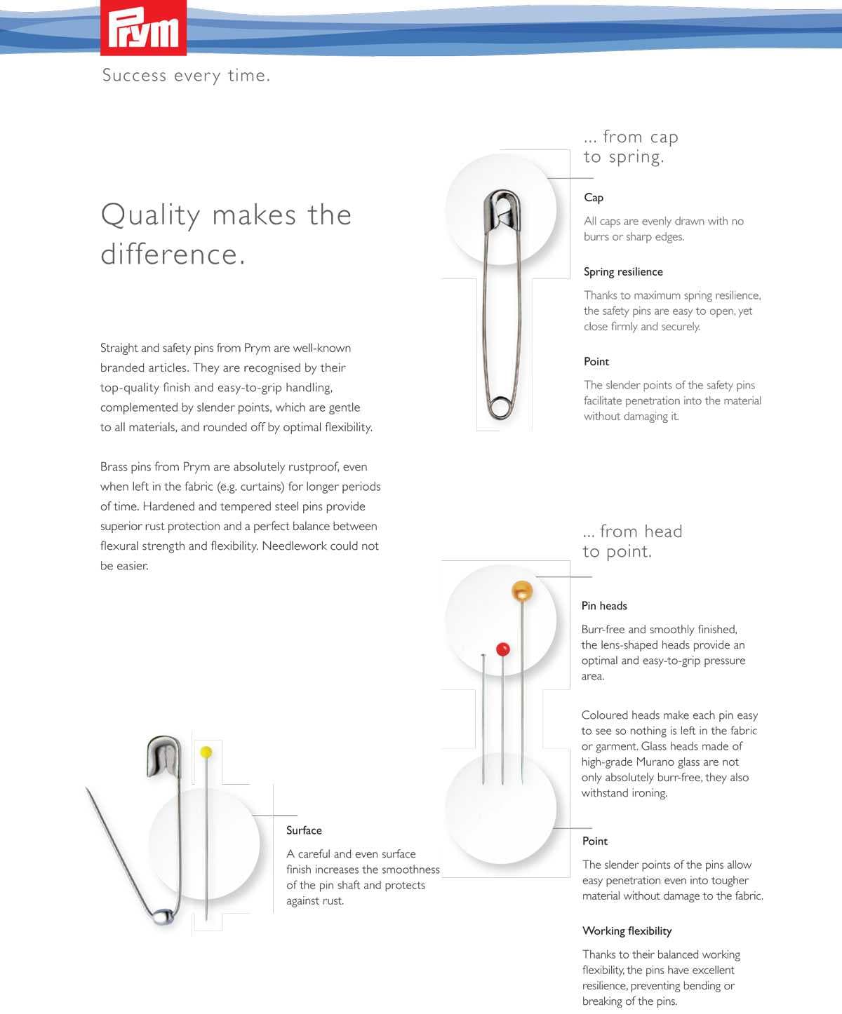 Straight Pins, Hardened & Tempered Steel Pins – Prym - View 1