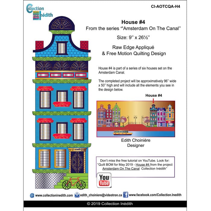 House #4 from the series "Amsterdam on the Canal" - Applique with FMQ - View 2