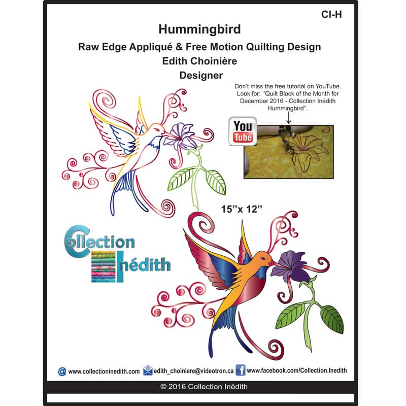 Collection Inedith - Block of the Month for December 2016 - Hummingbird - View 1