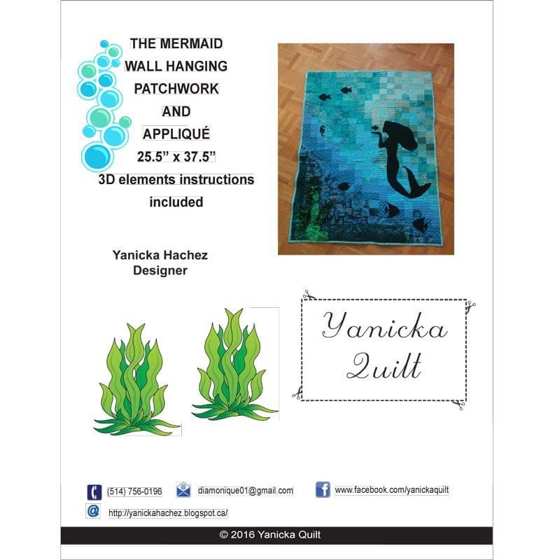 The Mermaid - Wall hanging - Patchwork and applique - View 1