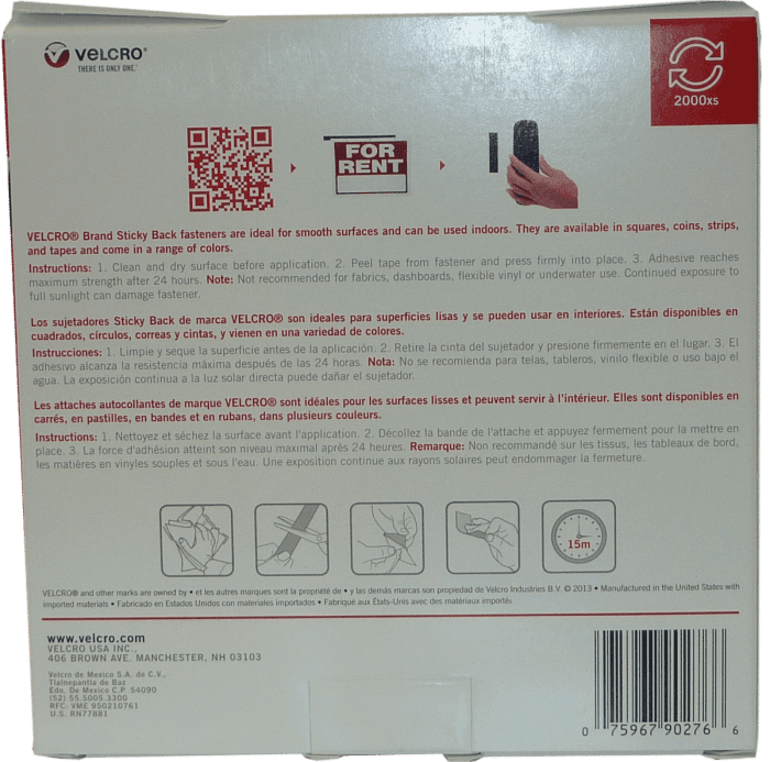 Velcro Sticky Back Fasteners - 15ft x 3/4in - View 2